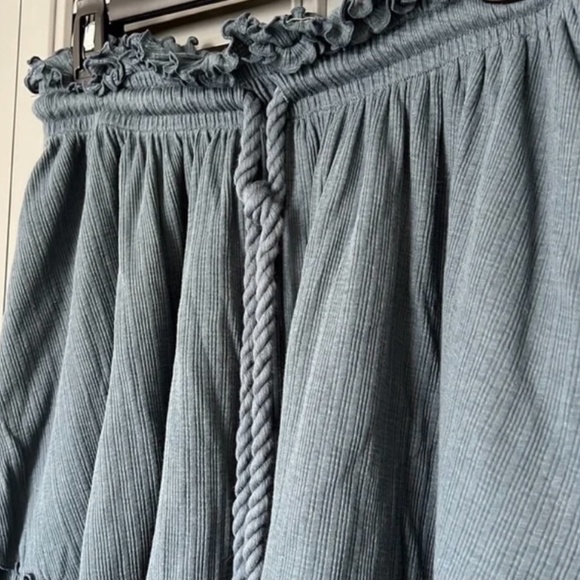 FP Beach : Blue Drawstring Ruffled Skirt - Small - Picture 2 of 3